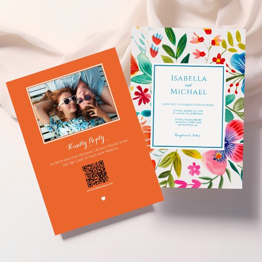 Bright Flowers Waterverf bruiloft uitnodiging