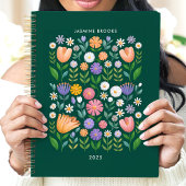Bright Folk Art Floral Aangepaste naam Planner