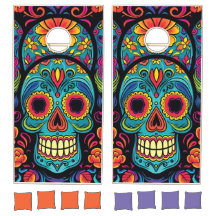 Bright Folk Art Skull Day of the Dead Party