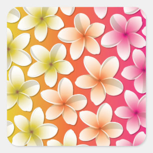 Bright Frangipani/Plumeria bloemen Vierkante Sticker