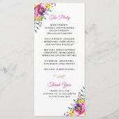 Bright Fuchsia Gold Blossom Programme de mariage f (Dos)
