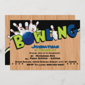 Bright & Fun Bowling Invitations d'anniversaire (Devant / Derrière)