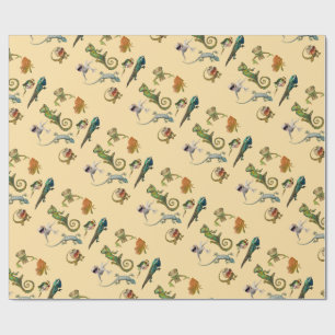 Bright Fun Reptiel Verjaardagsfeest Cadeaupapier
