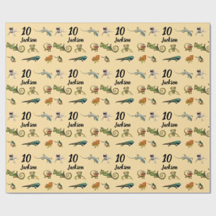 Bright Fun Reptile Verjaardagsfeest Verpakkingspap Cadeaupapier