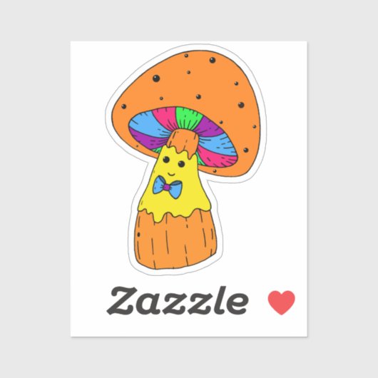 Bright Funky Mushroom Man Laptop Sticker (Vel)