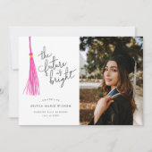 Bright Future Pink Tassel Afstuderen Aankondiging (Voorkant)
