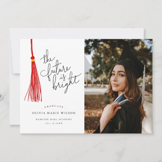 Bright Future Red Tassel Afstuderen Kaart (Voorkant)