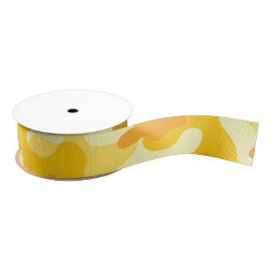 Bright Geel Camo Cheerful Gift Wrap Ribbon Grosgrain Lint