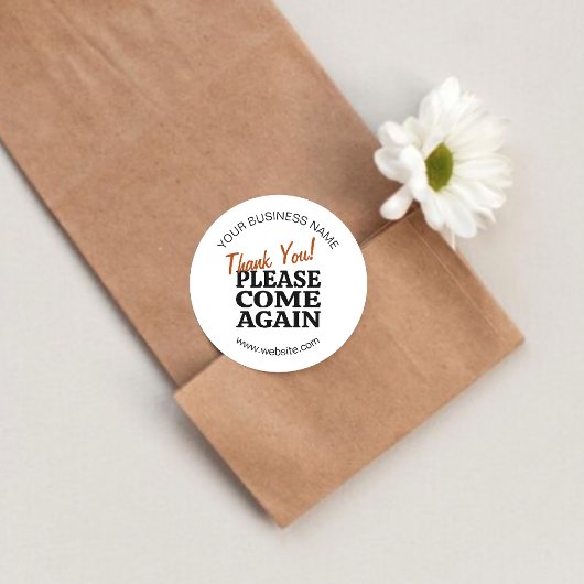 Bright  geïnspireerd "Bedankt kom weer!" Ronde Sticker