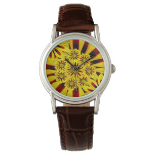 Bright gele bloemen horloge