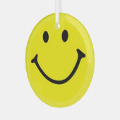 Bright Gele Happy Smile Face Glas Ornament (Voorkant links)