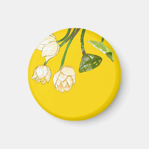 Bright Gele Lotus Flowers & Lotus Seedpod Magnet Magneet
