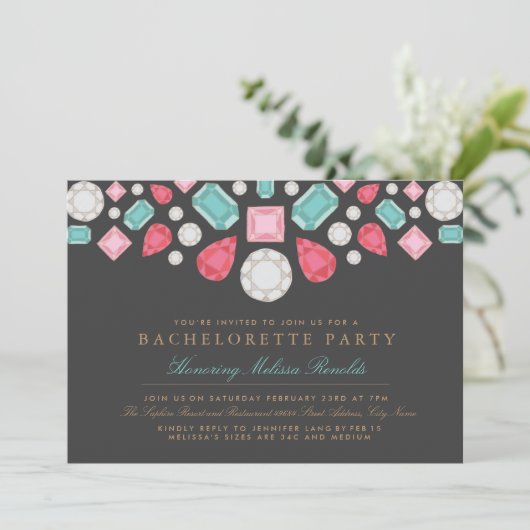Bright Gems Bachelorette Invitation (Debout devant)