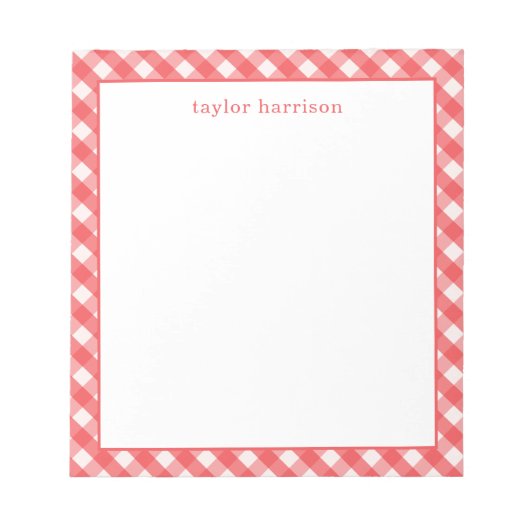 Bright Gingham gepersonaliseerd Notitieblok (Voorkant)