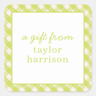 Bright Gingham Gepersonaliseerde Gift Stickers