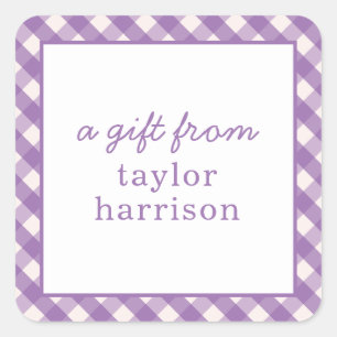 Bright Gingham Gepersonaliseerde Gift Stickers