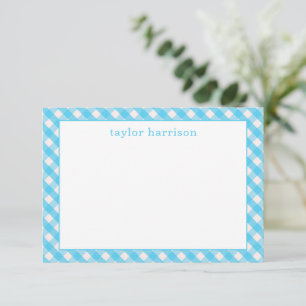Bright Gingham gepersonaliseerde notitiekaarten
