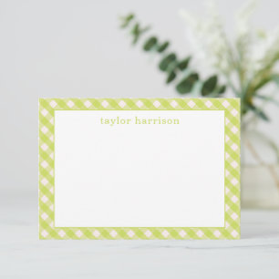 Bright Gingham gepersonaliseerde notitiekaarten