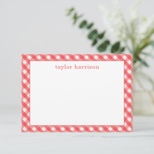 Bright Gingham gepersonaliseerde notitiekaarten