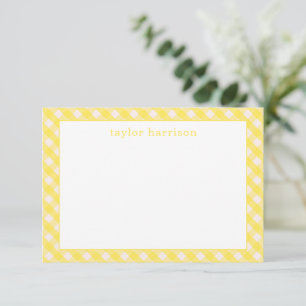 Bright Gingham gepersonaliseerde notitiekaarten