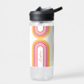 Bright Girly Rainbow Stripes Patroon met Naam Waterfles (Links)