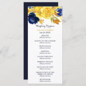 Bright Gold Navy Blue Floral Wedding Programme (Devant / Derrière)