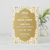 Bright Gold Swirl White Islamic Muslim Wedding  Kaart (Staand voorkant)
