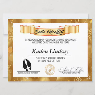 Bright Golden Santa's Nice List Feestdagenkaart