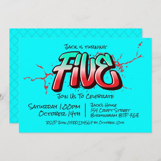 Bright Graffiti Five Invitation (Devant / Derrière)