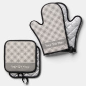 Bright Gray and Winter White Snowflake Pattern Ovenwant & Pannenlap Set (Voorkant / Achterkant)
