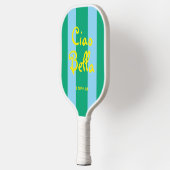 Bright Green and Blue Stripes | Ciao Bella Pickleball Paddle (Links)