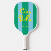 Bright Green and Blue Stripes | Ciao Bella Pickleball Paddle (Achterkant)