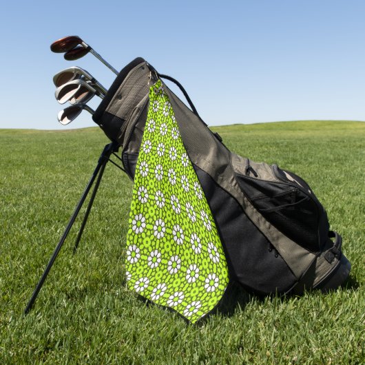 Bright green and white floral patterned golfhanddoek (Groen)