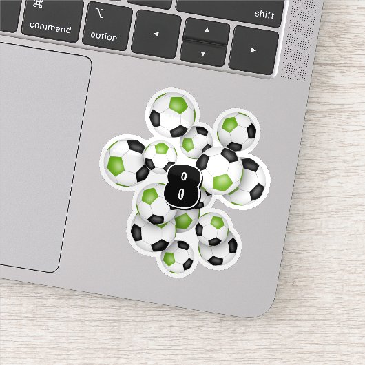 bright green black soccer balls personalized sticker (Detail)