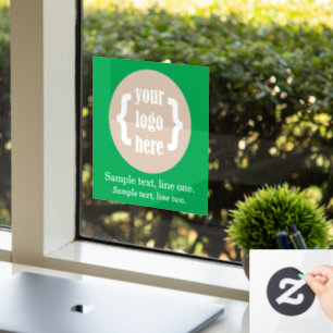 Bright Green Business Logo Sign Display met taglin Raamsticker