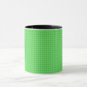 Bright Green Gingham Check Koffie Mok (Midden)