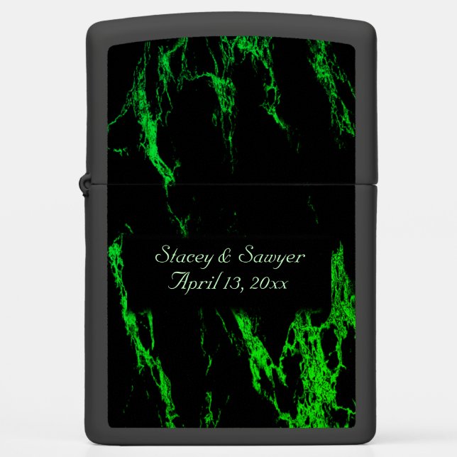 Bright Green Marble Zippo Lighter (Voorkant)