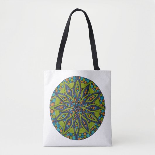 Bright Green/Navy Starburst Mandala Tote Bag (Devant)