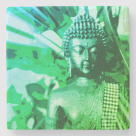Bright Green Ombre Buddha Meditation Zen Stenen Onderzetter
