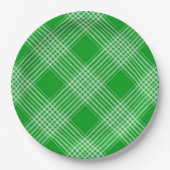 Bright Green Plaid Checked Pattern Papieren Bordje (Voorkant)