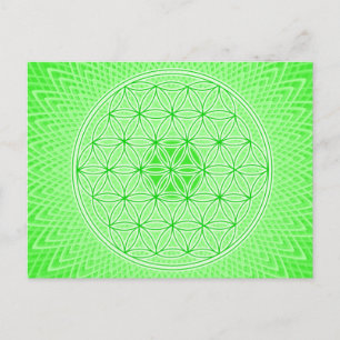 Bright Green Psychedelic Sacred Geometry Mandala Briefkaart