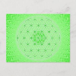 Bright Green Psychedelic Sacred Geometry Mandala Briefkaart