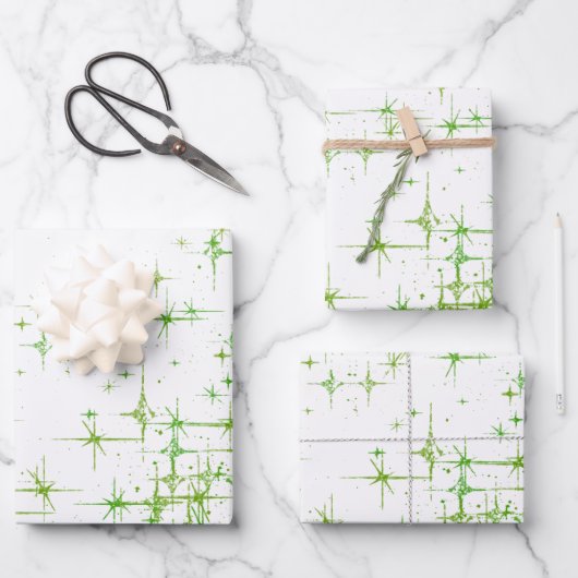 Bright Green Star Twinkle Inpakpapier Vel (Voorkant)