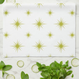 Bright Green Starburst Pattern Retro Mid Century Theedoek