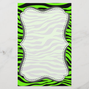 Bright Green Zebra Animal Print Briefpapier