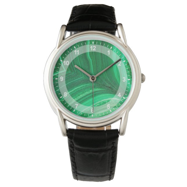 Bright-groen malachietmineraal horloge (Voorkant)