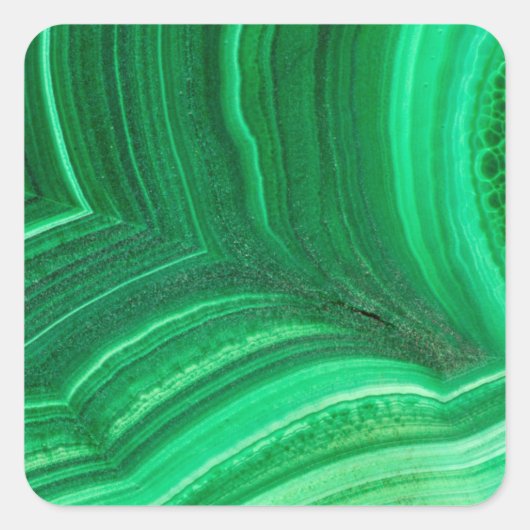 Bright-groen malachietmineraal vierkante sticker (Voorkant)