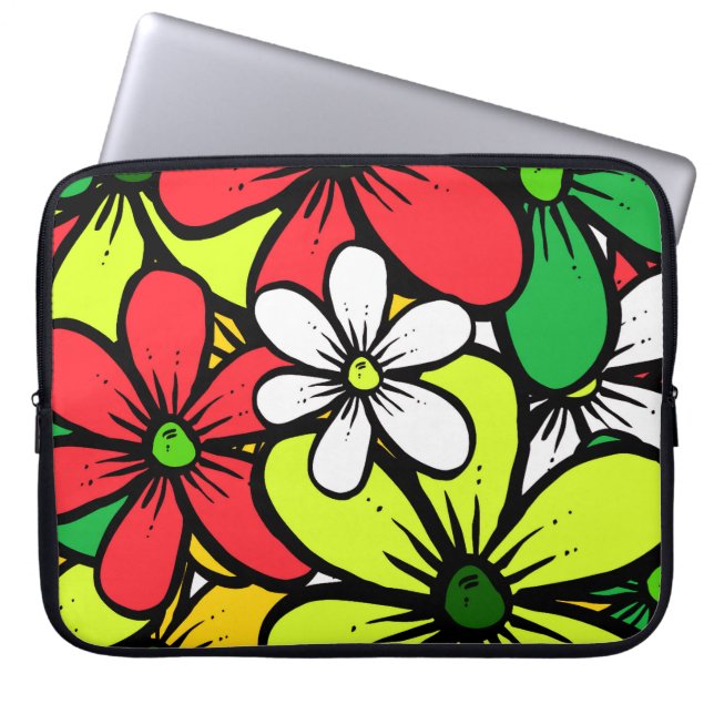  Bright Grouping van zomerbloemen Laptop Sleeve (Voorkant)