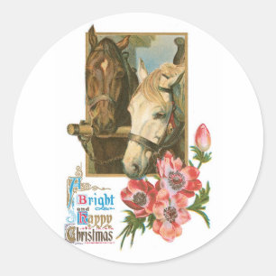 Bright Happy Christmas -  Paarden Ronde Sticker
