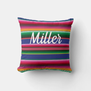 Bright Happy Mexican Serape Print Nom du Coussin